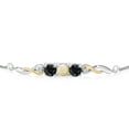 thumbnail image 2 of 925 Sterling Silver and 10K Yellow Gold White Ethiopian Opal Black Sapphire and White Lab Grown Diamond Tennis Bracelet for Women (1.70 Cttw, Gemstone Birthstone, Fully Adjustable up to 9 inch), 2 of 4