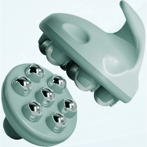 Hand Held Massager, Full Body Massage Tool with Roller Ball Massager Manual 360-degree-roller for Muscle Back Neck Joint Foot Shoulder Leg Pain Relief with Portable Design(Green)