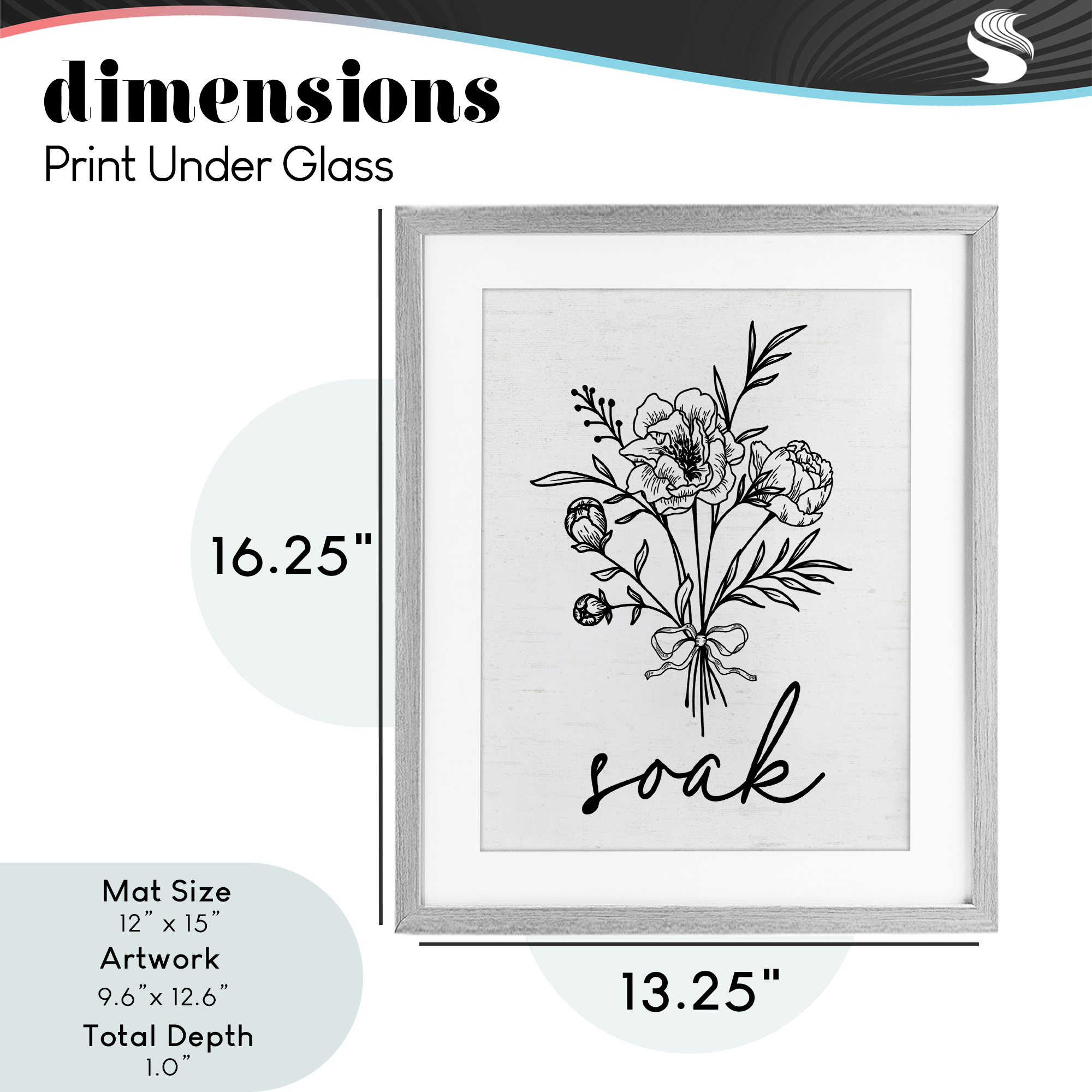 Bathroom Herb Soak Gray Framed Print Under Glass, design by Lettered and Lined