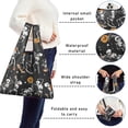thumbnail image 5 of 5 Pack Foldable Shopping Bag,Black Halloween Dancing Skeletons Reusable Grocery Bags with Pockets,Large Reusable Tote Bags with Handles Waterproof & Lightweight, 5 of 6