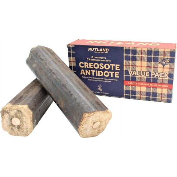 Rutland Creosote Antidote Chimney Cleaning Fire Logs, Triple Cleaning Power, Wax-Free, 2-Pack