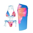 thumbnail image 2 of Stamzod Women's 3 Piece Bathing Suit Floral Print Bikini Swimsuit with Long Cover Up Skirts Vacation Swimwear Light Blue XL, 2 of 5