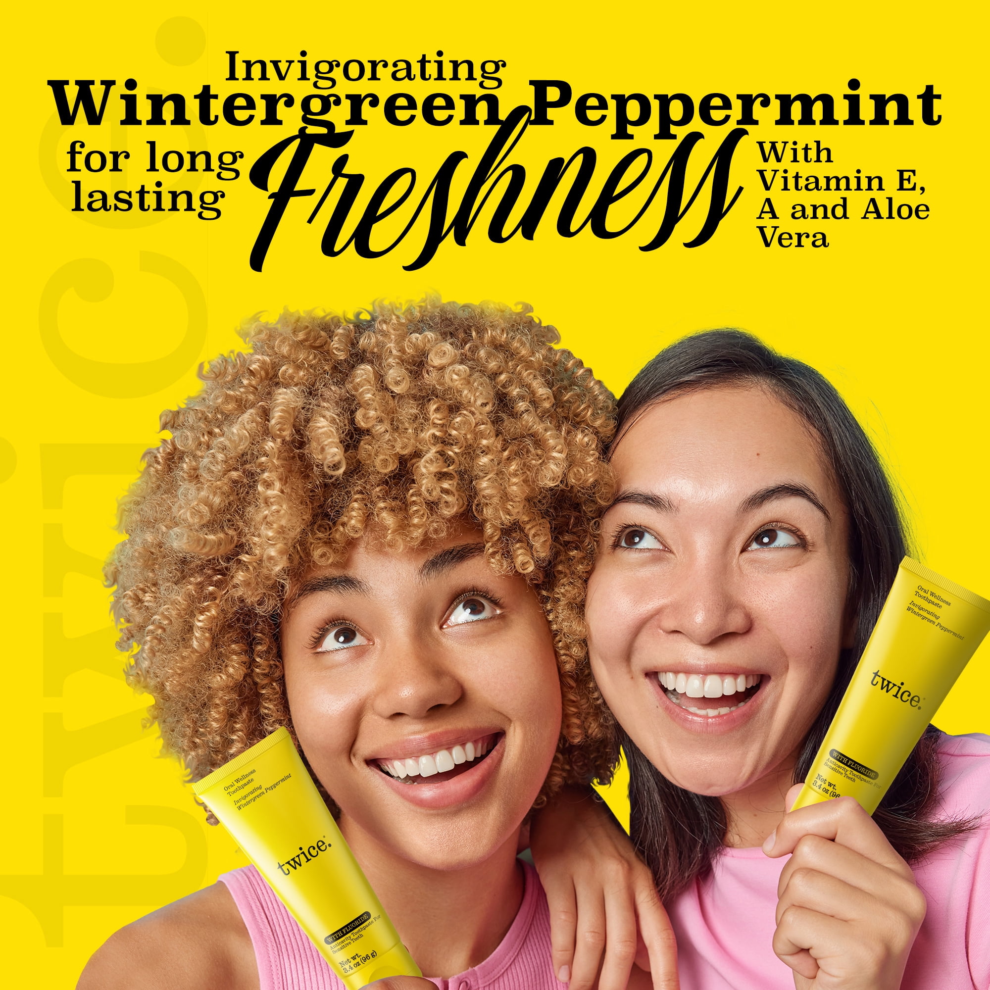 (2 pack) Twice Naturally Whitening Fluoride Toothpaste - Invigorating Wintergreen/Peppermint - 3.4oz