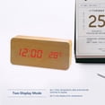 thumbnail image 4 of leyfeng Reloj electrónico Pantalla dual Pantalla Despertador de madera Pantalla Hora Temperatura Fecha Tres Brillo Voz, 4 of 8