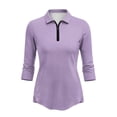 thumbnail image 2 of Uorisanigo Purple Women's 3/4 Sleeve Golf Top Comfortable Polyester Spandex Fabric Athletic Polo Workout Tops Relaxed Quick Dry Tennis Tops with Zipper Neck Workout Sports, 2 of 7