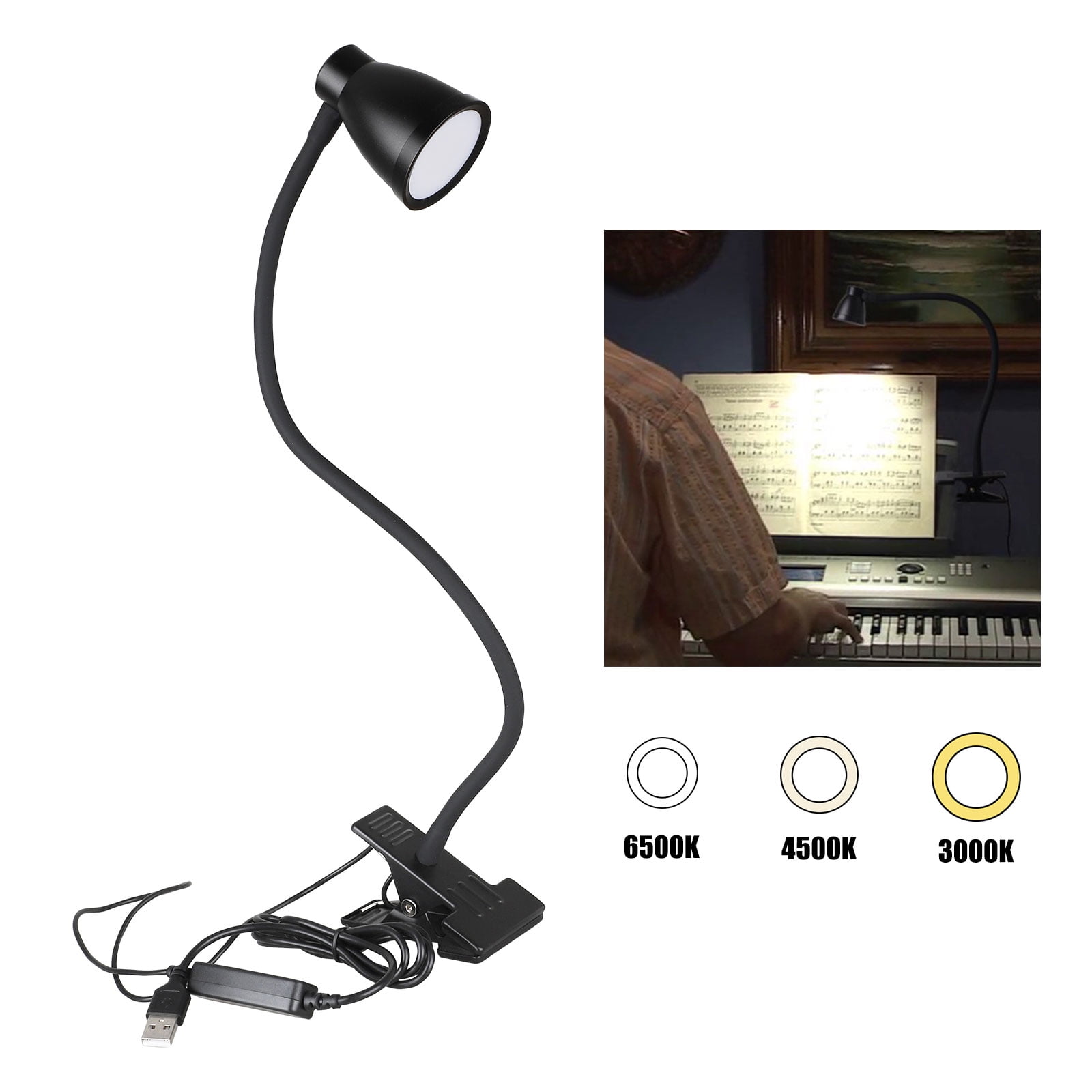 LED Clip Desk Lamp, EEEkit Clip on Reading Light with Strong Clamp, Bed