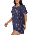 thumbnail image 3 of Womens Pajama Sets With Pocket, hockey players cups navyblue Lounge Sets Short Sleeve Sleepwear PJ Sets for Women, 3 of 6