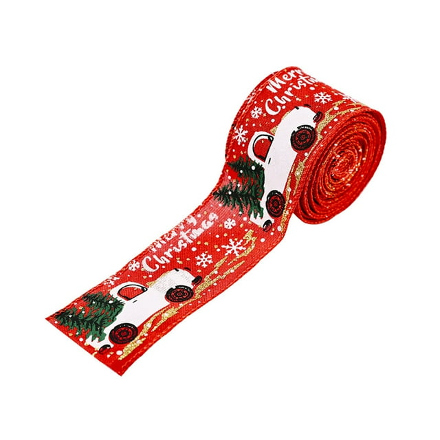 Ribbon Car Printing Ribbon Christmas Ribbon DIY Bow Craft Ribbons Red Party Christmas Tree Decoration Packaging Ribbon