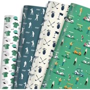 Golf Wrapping Paper 12 Sheets - Sports Wrapping Paper - Golf Themed Gift Wrap Paper - Golf Cart,Golf Bag Print Gift Packing Paper for Sports Party,Birthday,Team Celebration - 20"×28"