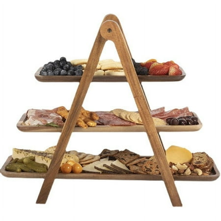 

3 Tier Serving Tray Wood Tiered Tray Decor Cake Stand Farmhouse Tiered Tray Party Serving Dishes and Trays