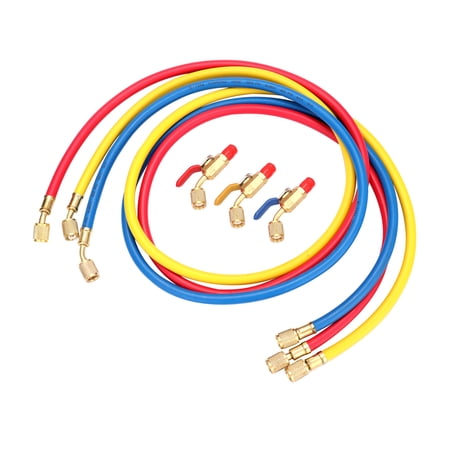 Joyway 72-inch 3-Piece A/C Refrigerant Charging Hose Set - 1/4" SAE Female, Color-Coded For R12, R22, R502