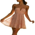 thumbnail image 1 of Halter Cou Fluide à Plusieurs Niveaux Robe pour Mini-Robe d'Été des Femmes, 1 of 9