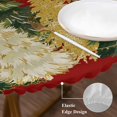 thumbnail image 3 of Red Christmas Round Tablecloth, Fitted Table Cover with Elastic for 45"-54" Round Tables, Xmas Tree Snowflake Winter Farmhouse Table Cloth Outdoor Indoor Dinning Party Waterproof Tablecloths, 3 of 7