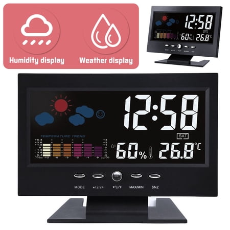 SHELLTON Alarm Clock for Bedrooms with Weather Station Wireless Indoor Outdoor Thermometer