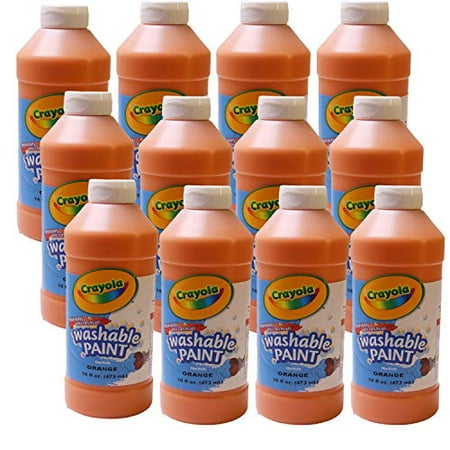 Crayola Washable Paint, Plastic Squeeze Bottle, Orange, 16 Ounce (Pack