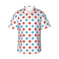 thumbnail image 2 of Picia Red Blue Polka Dots Gentle Cotton Regular Fit Short Sleeve Casual Hawaiian Shirt for Men-Large, 2 of 9