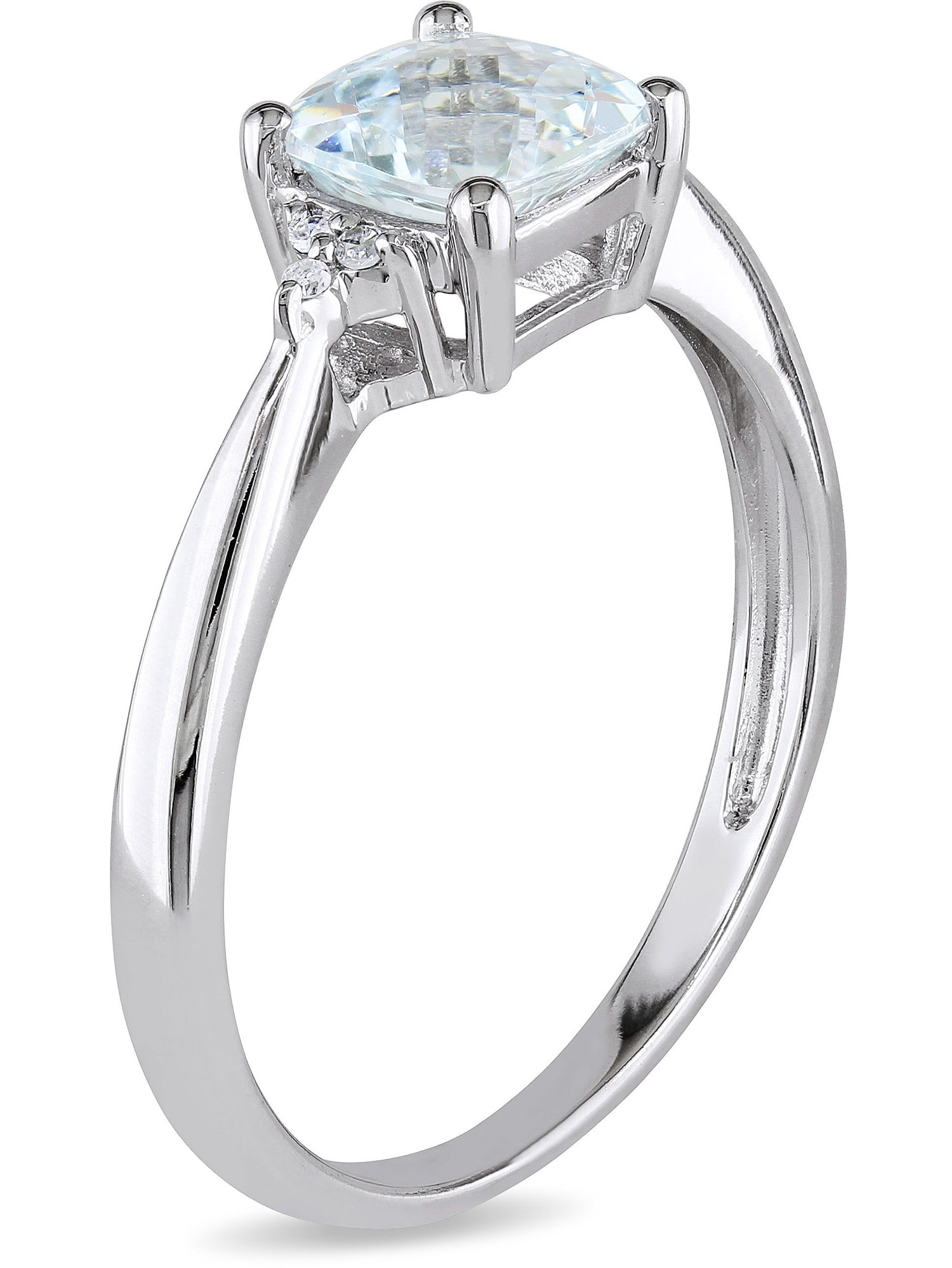 4 5 Carat T.G.W. Aquamarine and Diamond-Accent 10kt White Gold Cocktail Ring by Generic