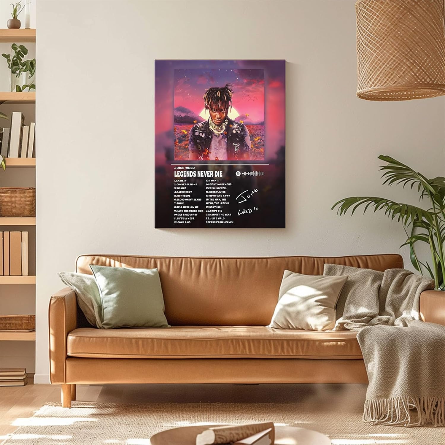P&L Art Juice Wrld Legends Never Die Album Canvas Wall Art,Rapper Singer Album Cover and Poster Framed Print Art,Aesthetic Picture Print Art for Bedroom or Landscape Office Room Decor Gift 11x14inch