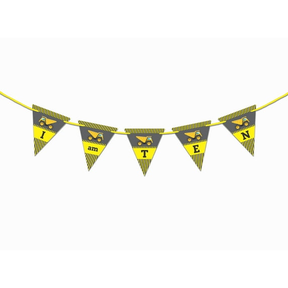 Inkdotpot Party Decorations For KidsI Am TenPennant Banner Flags For Boy TruckBirthday BuntingParty Garland