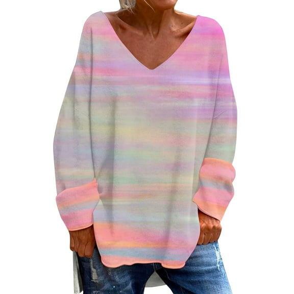 Tiqkatyck Womens Fall Shirts, Women's Fashion Casual Breast Cancer Awareness V Neck Long Sleeve Shirts Loose Top T Shirt Graphic Tees for Women, Breast Cancer Shirts for Women Green L