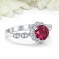thumbnail image 3 of HeartsAndYou 2ct Natural Ruby Diamond Engage Ring Stylish Halo Art Deco 14k SOLID White Gold, 3 of 9