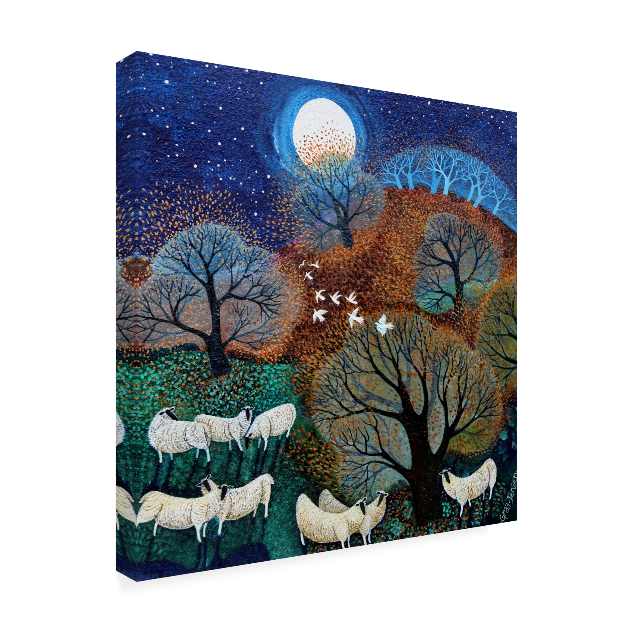 Lisa Graa Jensen 'Windy Sheep, 2022' Canvas Art - 14 x 14 Inches