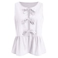 thumbnail image 4 of vigerkar Women Trendy Bow Tie Front Tank Tops Sleeveless Peplum Ruffle Blouse Tie Up Summer Casual Dressy Tunic White, S, 4 of 7