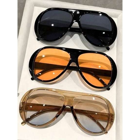 Oversized Aviator Frame Fashion Glasses For Women, Ideal For Outdoor, Street, Party, Driving, Travel, Holiday And Gift Giving
