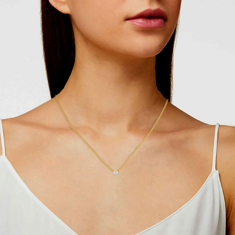 16 inch diamond solitaire on sale necklace