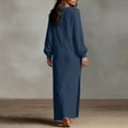 thumbnail image 6 of Edvintorg Women’S Dresses V Neck Long Sleeve Lightweight Cotton and Linen Loose Casual Dress Women Clothes S-2XL Navy, 6 of 7