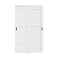thumbnail image 2 of 48'' x 80'' Bypass Sliding Closet Door, 5 Panel Solid Core & White Smooth Paintable Frame, Assembled Required, Complimentary Black Handles Included, 2 of 9