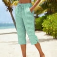 thumbnail image 6 of Luvrsol Capris for Women with Pockets Casual Straight-Leg Cotton-Linen Checkered Pants, Size S-3XL, 6 of 6