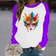 thumbnail image 4 of Xuyuer Mardi Gras Shirts for Women Shirt Funny Mask Graphic Tee Carnival Long Sleeve Shirt V Neck Top, 4 of 6