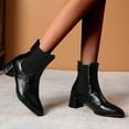 thumbnail image 2 of Fashionable Pointed Toe Short Boots for Women Thick Heel Elegant Casual Versatile Footwear for Fall and Winter Style, 2 of 6