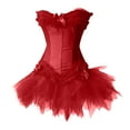 thumbnail image 1 of Elegant Women Brocade Corset Top Cap Sleeve Bustier Blouse Shirt, 1 of 3
