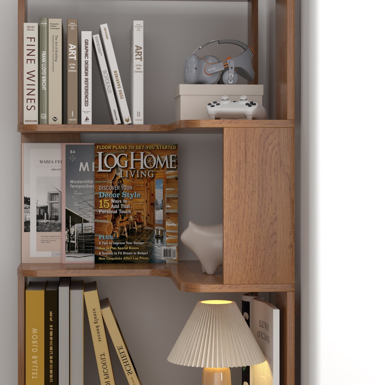 Hommoo 6-Tier Freestanding L-Shaped Corner Bookshelf Display Shelf, Wooden Bookcase Multifunctional Open Storage Rack Organizer, Dark Oak