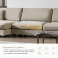 thumbnail image 4 of EUROCO 134" Oversized L Shaped Sectional Sofa Couch, 4 Seat Corduroy Deep Seat Sofa Bed with USB Charging Port, Cup Holder and 50" Chaise, Comfy Indoor Furniture for Living Room, khaki, 4 of 11