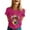 AB315 Hot Pink, variant on Tisuna Mardi Gras T Shirt For Women Fashion Print Short Sleeve Crew Neck Tops Casual Comfortable Ladies Festival Pullover Outfits Army Green
