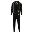 thumbnail image 4 of Men's -Lined Hooded Zip-Up Jumpsuit, Casual Spliced Print One-Piece Sweatsuit for Autumn Winter, Solid Color, 4 of 7