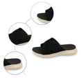 thumbnail image 5 of Huowey Wedge Sandals For Women Dressy Comfortable Summer Casual Hollow Knit Slingback Platform Sandals Open Toe Slip On Thicken Walking Shoes Beach Footwear,j-Black,8, 5 of 9