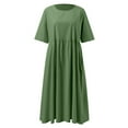 thumbnail image 4 of HXWCHs Robes Quotidiennes pour Femmes Robe Décontractée en Mélange de Lin pour Femmes à Manches Courtes avec Poches Latérales GN1 TTTTG, 4 of 5