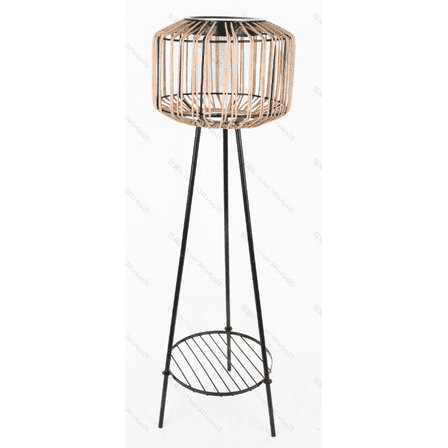 TIGBRAVE Outdoor Solar Rattan Floor Lamp with Plant Stands