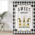 thumbnail image 4 of Sweet Gnomes Bee Shower Curtain Black White Buffalo Check Plaid Shower Curtains for Bathroom Curtain Sets with Hooks Waterproof Fabric Bath Curtain Extra Long 72" x 84", 4 of 6
