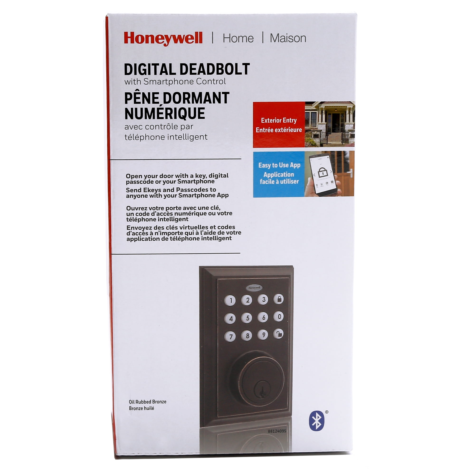 Honeywell Bluetooth Enabled Digital Door Knob Lock With Keypad, Bronze