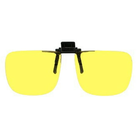 Polycarbonate Clip on Flip up Canary Yellow Enhancing Driving Glasses, 58mm Wide X 47mm High (131mm