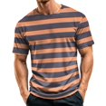 thumbnail image 3 of Mfakffe Men T Shirts Crewneck Striped T-Shirt Soft Elastic Tees Summer Beach Casual Tops, 3 of 5