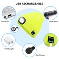 thumbnail image 5 of Morttic Bluetooth Beanie Hat with Light, Unisex USB Rechargeable 6 LED Headlamp Cap with Headphones, Built-in Stereo Speakers & Mic Winter Knitted Beanie Hat (Fluorescent Yellow), 5 of 8