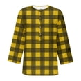 thumbnail image 4 of VERUGU Womens Tops Fashion Plaid Print Button Blouses Crew Neck 3/4 Sleeve Casual T-shirt Loose Tops Pullover Yellow XXL, 4 of 4