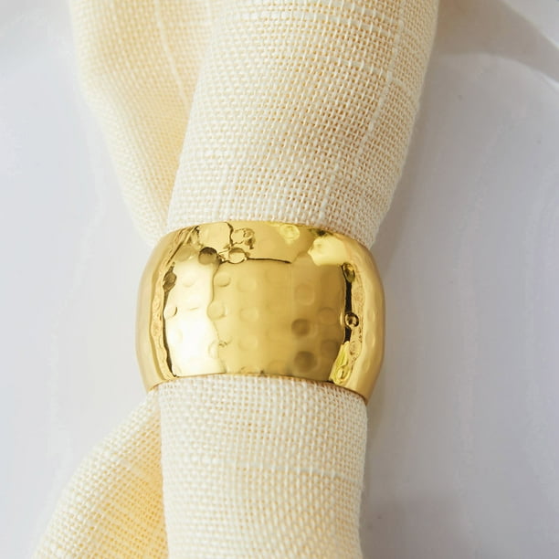 Efavormart 4 Pack Metallic Gold Hammered Napkin Rings for Wedding Party ...