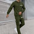 thumbnail image 5 of Men's City Letter Print Hoodie Set Oversized Multiple Fashion Styles Sweatsuits Comfort Soft Hoodies & Sweatpants Set (Army Green, L), 5 of 8